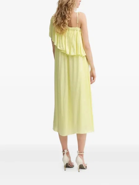 Rochie midi Bruuns Bazaar până la genunchi cu un umăr gol de costum galben