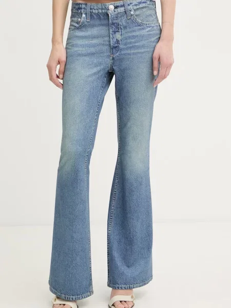 Rag & bone zvonové kalhoty z viskózy Miramar Dhalia modré