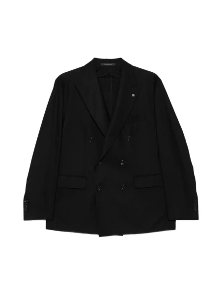 Marynarka Tagliatore wełniana dwurzędowa garniturowa czarna