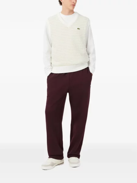 Pantaloni Lacoste alergare cu autograf roșu