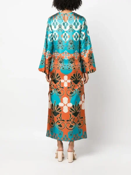 Rochie midi Paula din jacard albastru