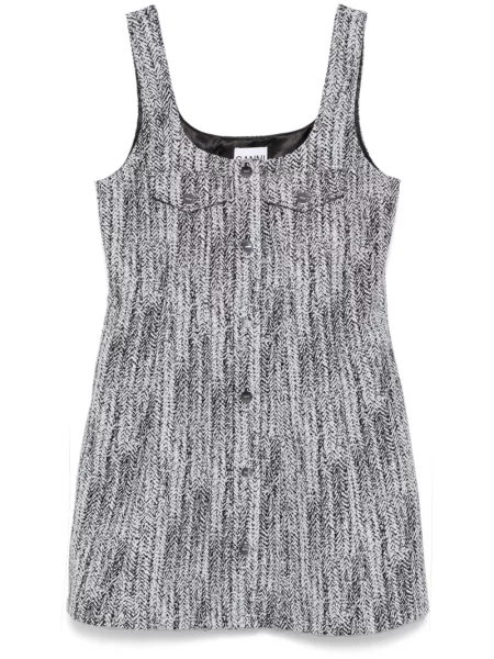 Rochie mini Ganni din tweed de costum albastru