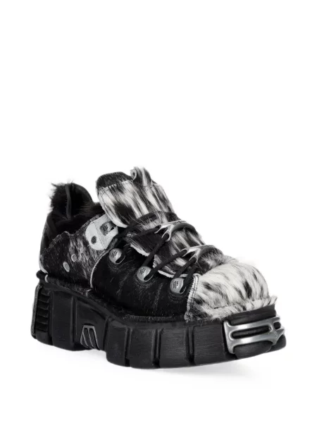 Botine New Rock cu blană negru
