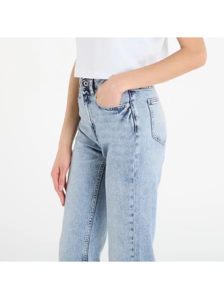 Дънки Karl Lagerfeld Jeans Hr Straight Jeans W/ Slit Visual Acid Mid Blue синьо
