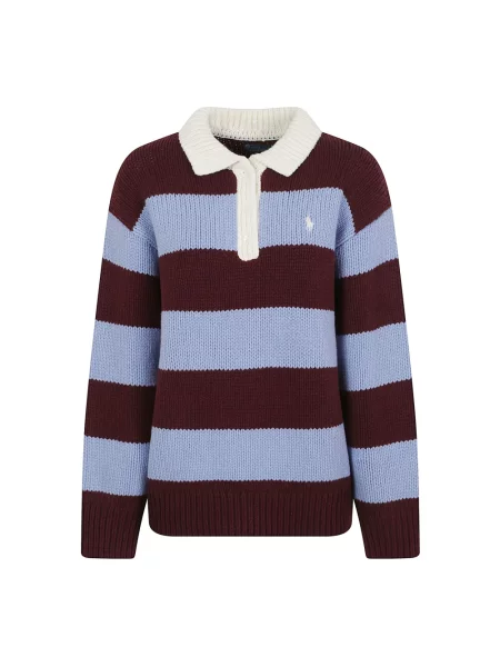 Sweter Ralph Lauren wełniany w paski z paskiem brązowy