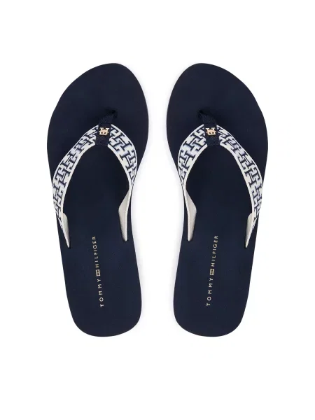 Tommy Hilfiger Джапанки Wedge Summer Sandal Mono Тъмносин