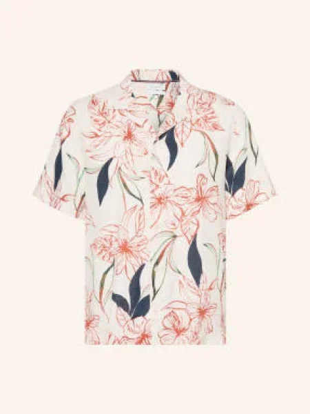 Tommy Hilfiger Koszula Resortowa Regular Fit Z Lnu weiss granatowa