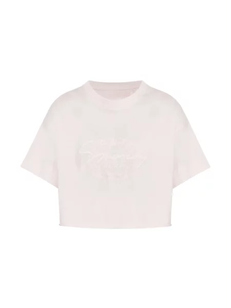 Haftowana koszulka Givenchy o skróconej długości różowa