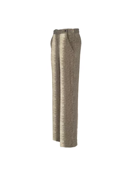 Twinset spodnie proste high waist beżowy