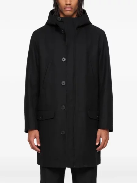Palton Yohji Yamamoto cu glugă negru