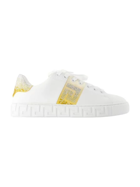 Jedwabne sneakersy Versace białe