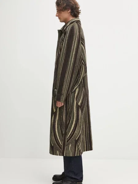 Παλτό με προσθήκη μαλλιού Kenzo Leaf Stripe πράσινο