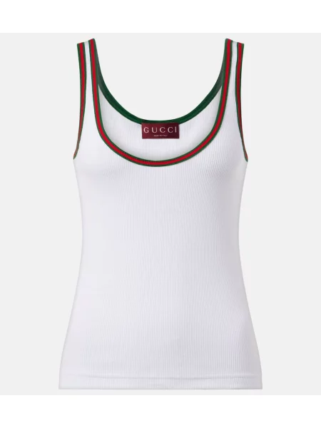 Pletena majica brez rokavov Gucci bela