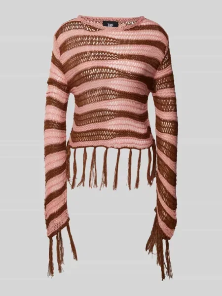 Sweter z dzianiny z haftem angielskim model ‘TERRACOTTA’ The Ragged Priest