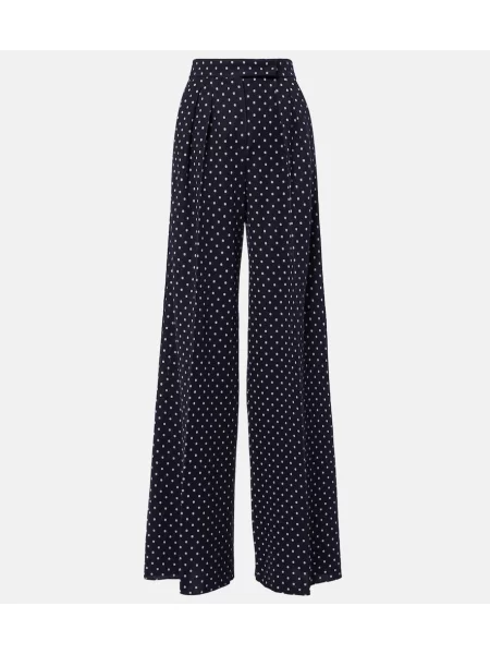 Pantaloni Max Mara cu buline din jerseu albastru