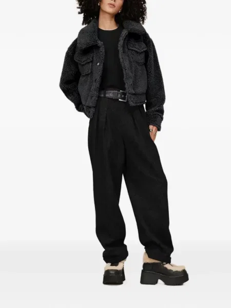 Geacă Ugg din piele de oaie negru