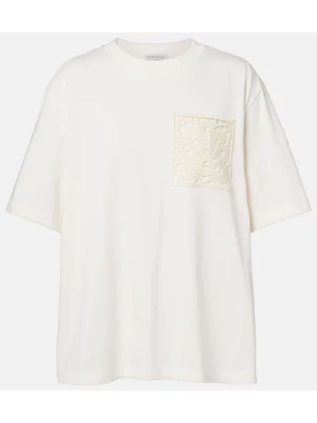 Tricou Moncler cu broderie din jerseu alb