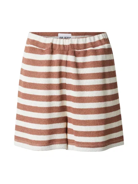 OBJECT Pantaloni OBJLINDSEY ciocolatiu alb