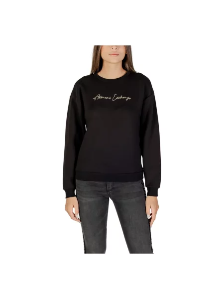 Bluza Armani Exchange z okrągłym dekoltem z logo czarna