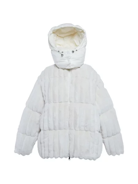 Geacă cu puf Moncler cu blană alb