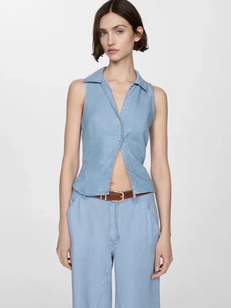 MANGO Bluză BIANCA denim albastru