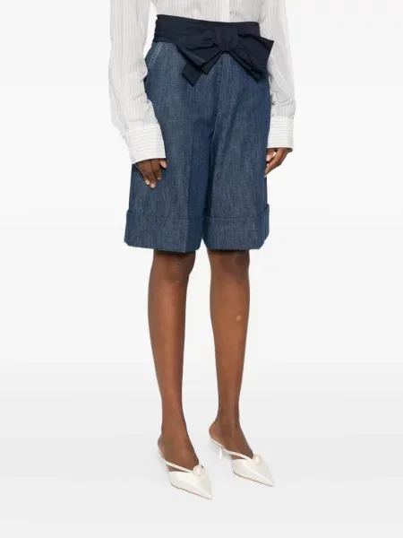 Pantaloni scurți din denim Valentino Garavani cu funde albastru