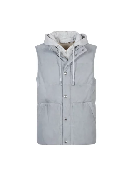 Kamizelka skórzana Eleventy skórzana szara