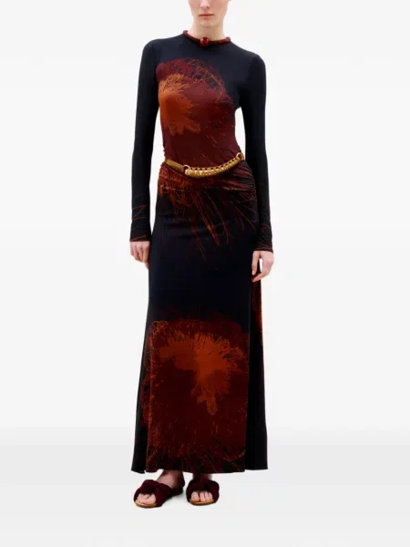 Rochie maxi Silvia Tcherassi cu imagine albastru