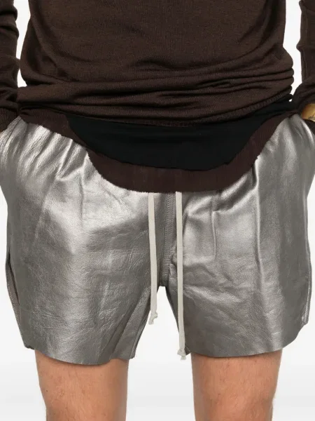 Pantaloni scurți Rick Owens din piele gri