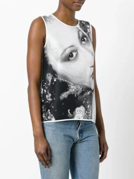 Top Kenzo cu imagine clasic alb