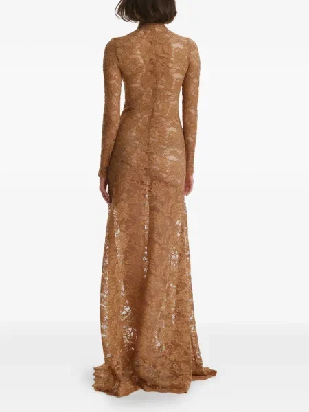 Rochie maxi 2310 Studio din dantelă lungă de costum maro