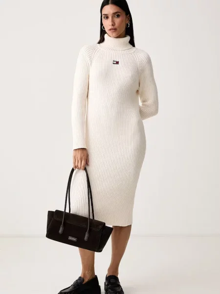 Tommy Jeans rochie tricotată din bej