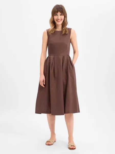Ambiance Sukienka z zawartością lnu Kobiety 36 brązowy