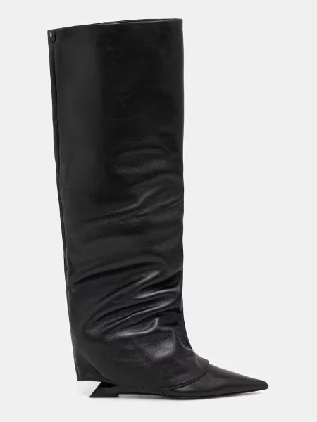 Шкіряні чоботи Naked Wolfe на танкетці чорні