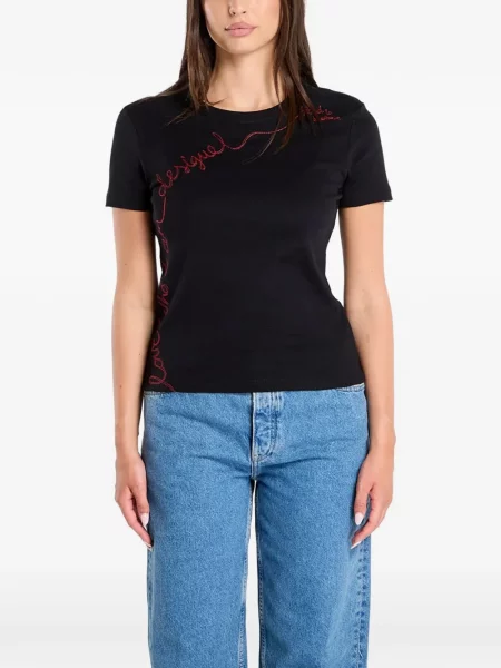 Tricou Desigual cu broderie negru