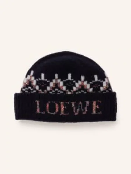 Loewe Čepice S Flitry tmavě modrá / růžového zlata / světle šedá