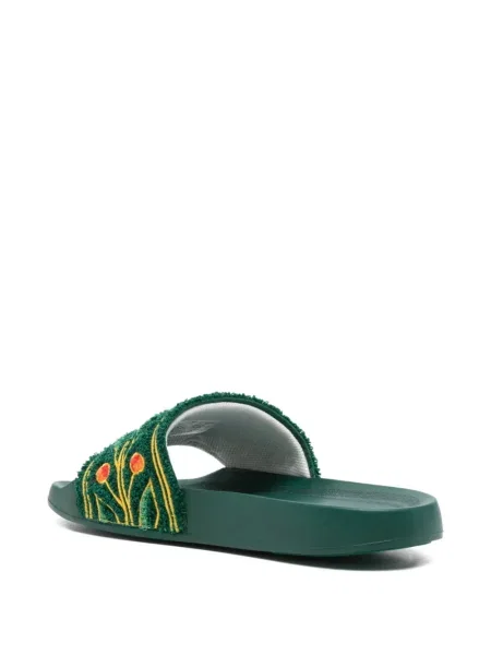 Papuci Casablanca cu model floral verde