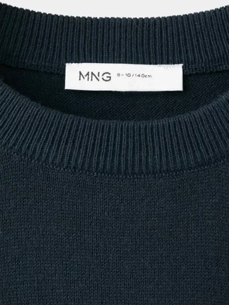 Sweter ze bawełnianej cienkiej dzianiny Dzieci lata MANGO KIDS granatowy