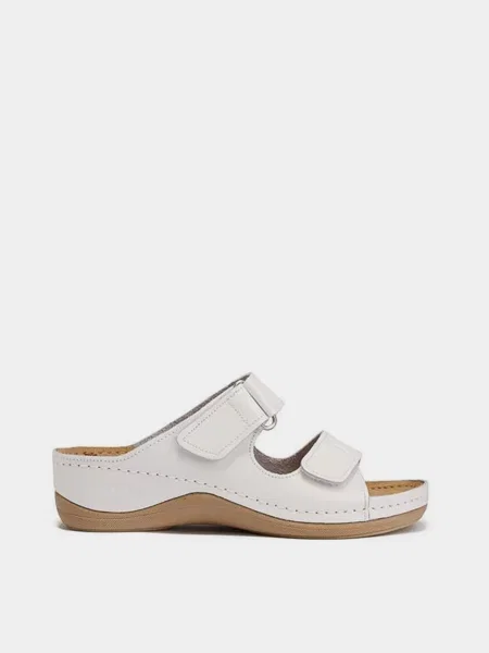 Кожаные шлепанцы Leon белые