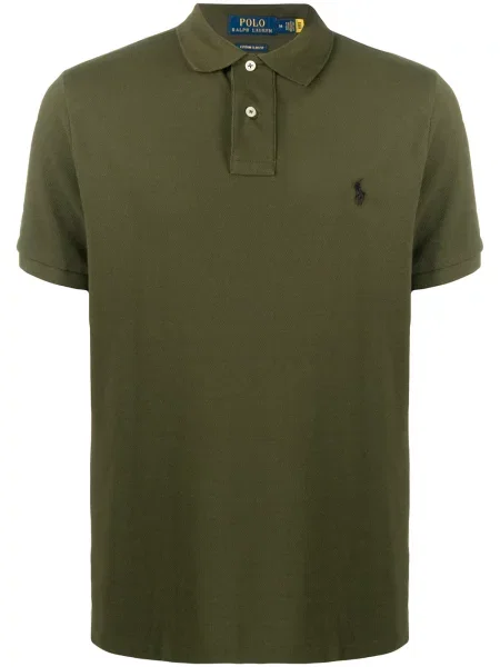 Ленена поло тениска Polo Ralph Lauren синьо