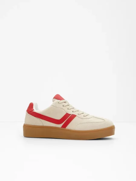 Sneakersy na platformie w stylu retro beżowe