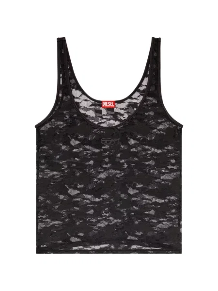 Top Diesel din dantelă cu model camuflaj negru
