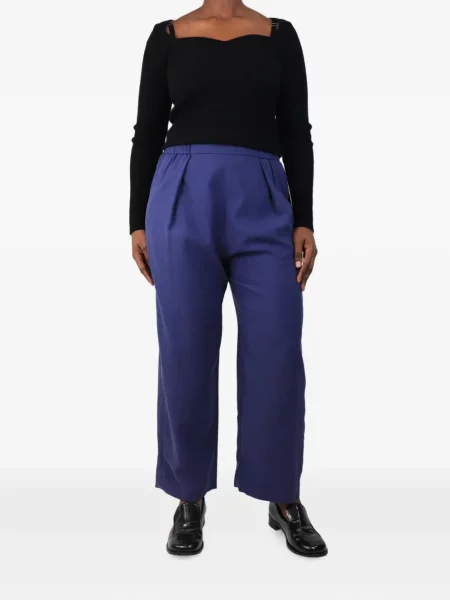 Pantaloni Bamford de mătase albastru