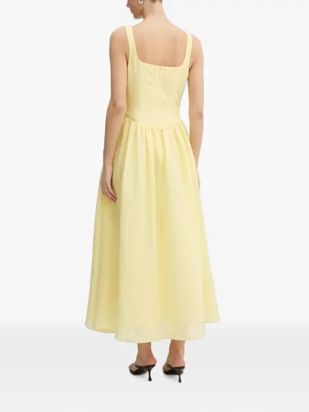 Rochie midi Bardot evazată galben