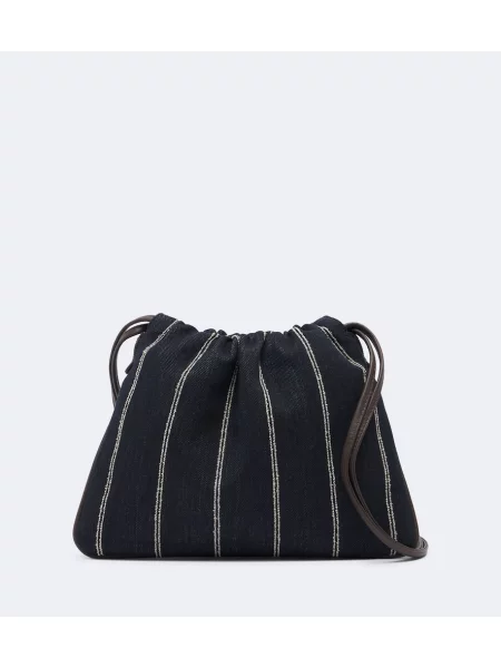 Pruhovaná plátěná crossbody kabelka Brunello Cucinelli modrá