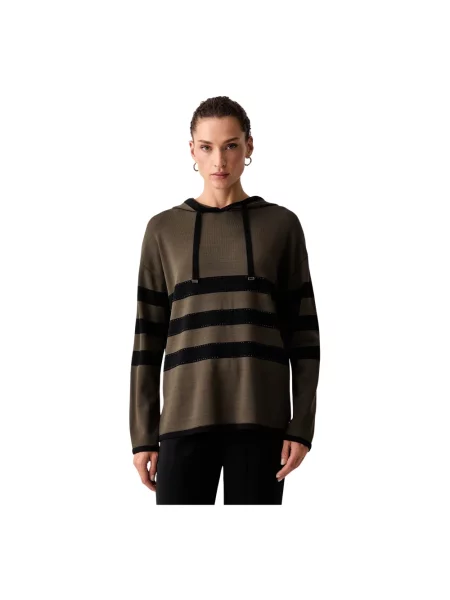 Bluza z kapturem Joseph Ribkoff w paski z kapturem z paskiem zielona