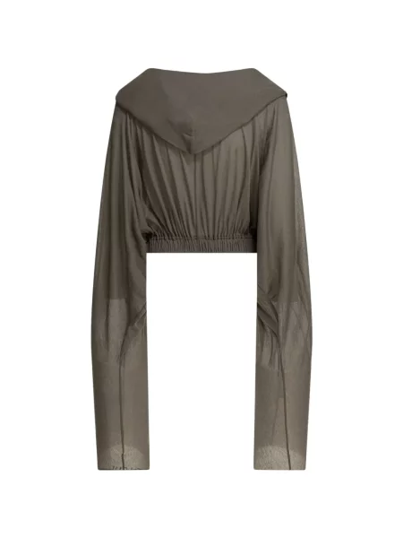 Top Rick Owens cu glugă lung gri