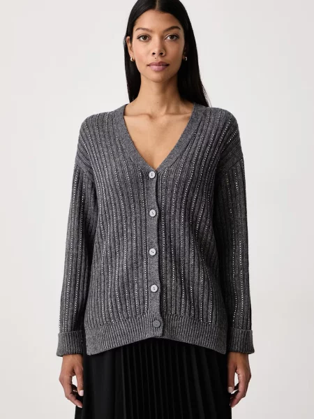 Twinset cardigan pentru femei cu amestec de lână gri