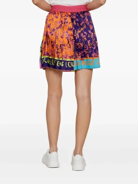 Fustă din denim Versace Jeans Couture plisată albastru