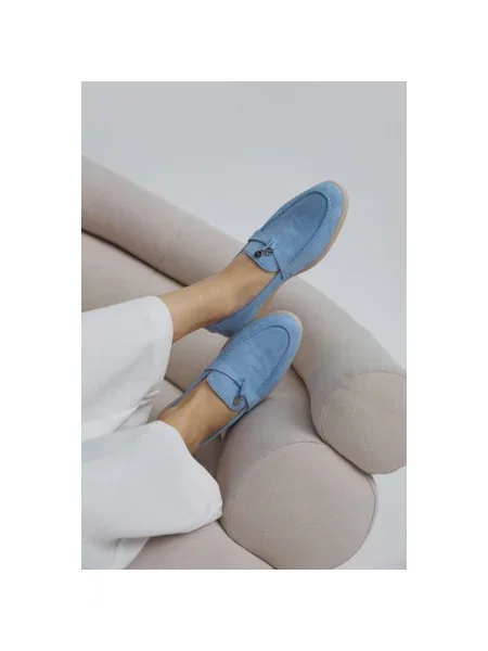 Лофери з китицями велюрові Estro блакитні